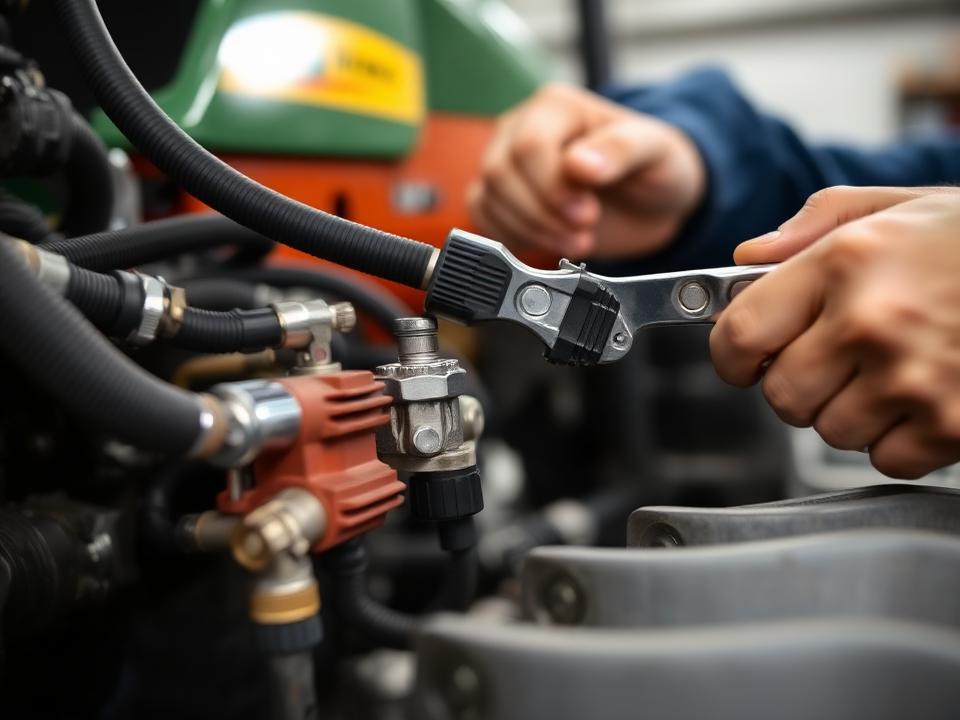 Reparação de mangueiras e conexões hidráulicas de máquina agrícola